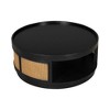 CAVINAS Mid-Century Style Round Wooden Coffee Table with Storage Shelf,PE Rattan Side Table,Living Room Furniture - 3 of 4