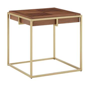 Ervyn Square End Table with Metal Base Natural/Gold Metal - Inspire Q