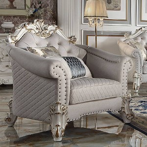 43" Vendome II Accent Chairs: Baroque Style, Tufted Back, Nailhead Trim - Acme Furniture - 1 of 4