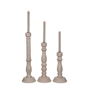 Transpac Wood 19.75 in. White Harvest Vintage Style Candle Sticks Set of 3 - 1 of 2