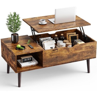 Coffee Table -Wood Lift Top with Hidden Compartment and Large Storage Shelf, Lift Tabletop Dining Center Table