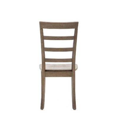 Set of 2 Gray Ladderback Rubberwood Dining Chairs