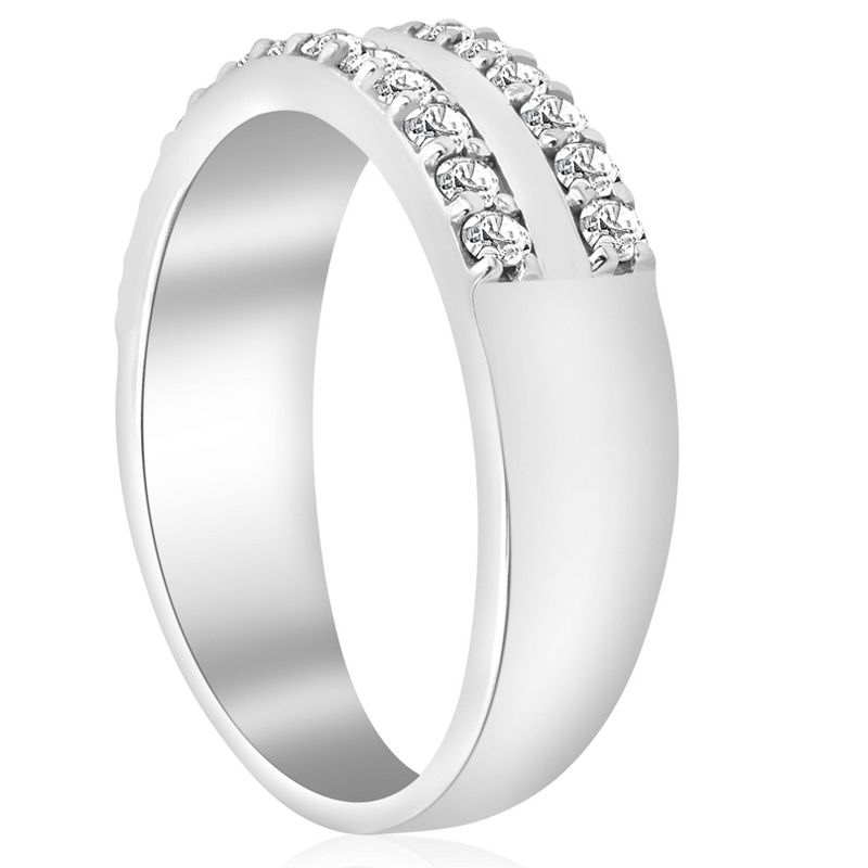 Pompeii3 3/4ct Diamond Double Row Wedding Ring 14K White Gold, 3 of 6