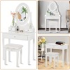 LED Vanity Table w/ Oval Mirror, Stool & 3 Drawers - 3 Lighting Modes, Modern Makeup Desk for Bedroom - 4 of 4