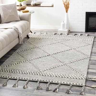 Leyton Medium Gray Geometric Wool Handmade Tufted Rug 2' x 3'