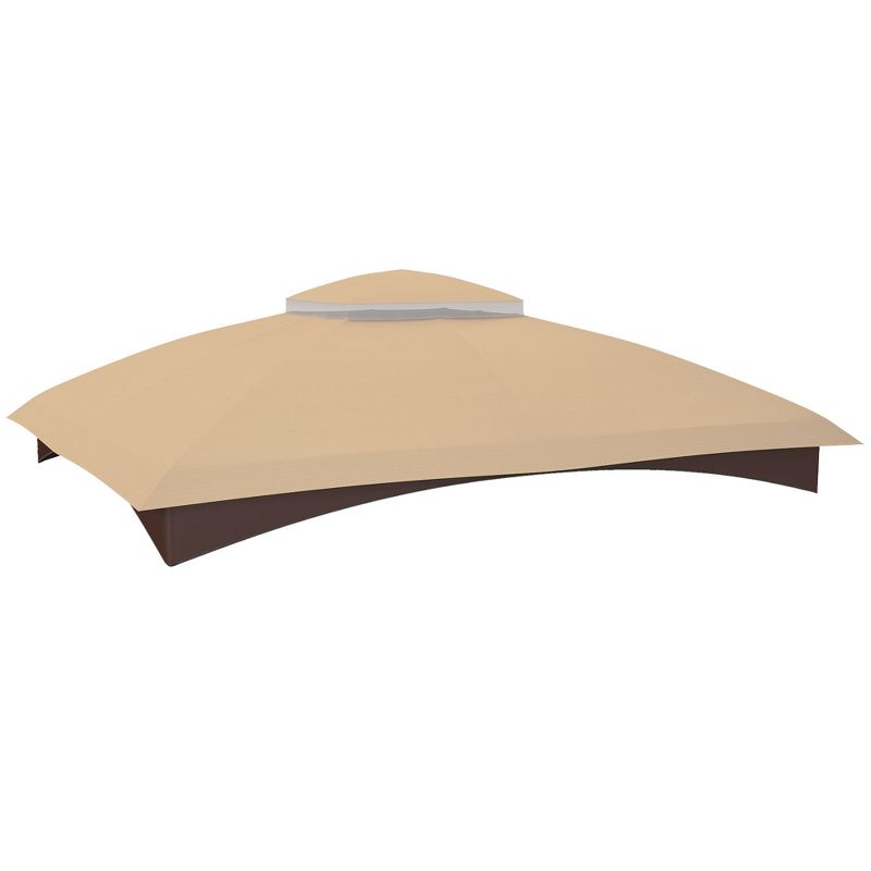 Outsunny 10' x 12' Gazebo Canopy Replacement, 2-Tier Outdoor Gazebo Cover Top Roof with Drainage Holes, (TOP ONLY), Beige, 1 of 7