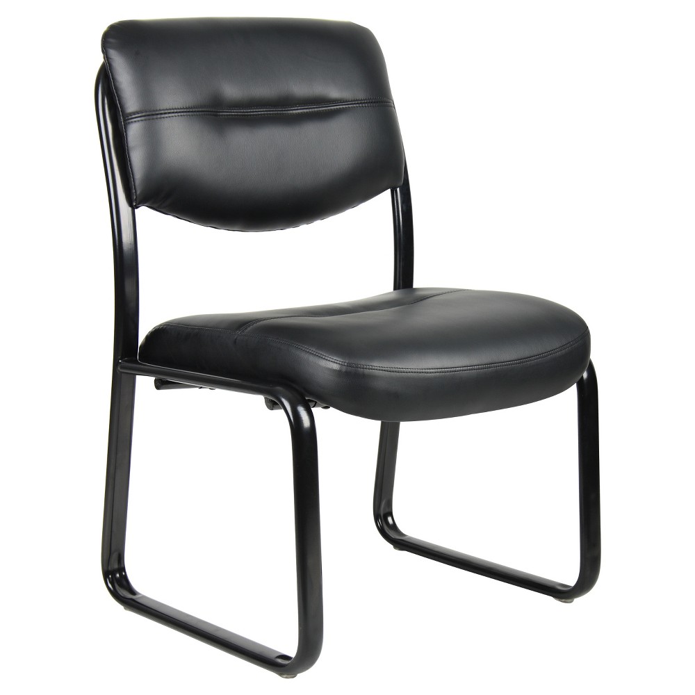Photos - Computer Chair BOSS Armless Leather Sled Base Guest Chair Black -  Office Products 