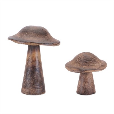 Natural Mango Wood Mushroom (Set of 2)