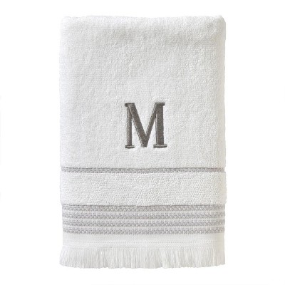 SKL Home By Saturday Knight Ltd Casual Monogram Bath Towel - 28" x 54", White