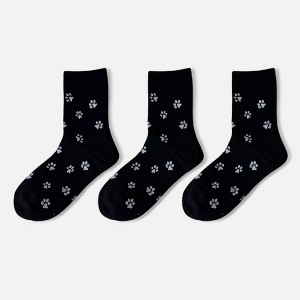 Anna-Kaci Women's 3-Pack Crew Socks with Allover Paw Print Pattern Soft Stretch Casual Sock Set - 1 of 4