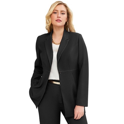 Jessica London Women's Plus Size Long Sleeve Bi-stretch Blazer Jacket Work  Office - 28 W, Black : Target