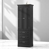 Tall Storage Cabinet with 3 Drawers, 2 Doors, Adjustable Shelf, Anti-Tipping Device, and MDF Painted Finish for Kitchen, Bathroom, or Living Room - 2 of 4