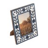 Sagebrook Home 4" x 6" Picture Frame - Blue and White Floral Petals Polyresin Portrait Holder - Decorative Glass Frame for Home - 3 of 4