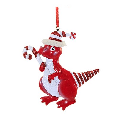 3.75 In Peppermint Dinosaur Christmas Tree Ornaments
