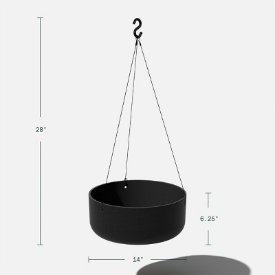 Black Plastic-Stone Composite Hanging Patio Planter Bowl