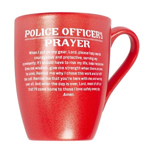 Elanze Designs First Responder Appreciation Coffee Cup Mug 10 Ounce Ceramic With Shimmery Metallic Finish Police Officer's Prayer Crimson Red - 1 of 4