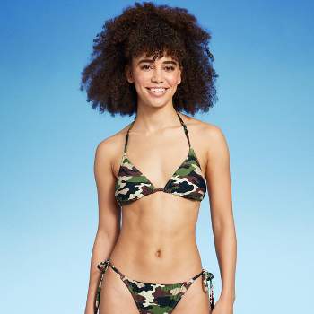 Women's Camo Print Triangle Bikini Top - Wild Fable™ Olive Green