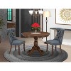 3-Piece Antique Walnut Finish Solid Wood Top-Round Dining Room Set-Seats 4 - 2 of 4