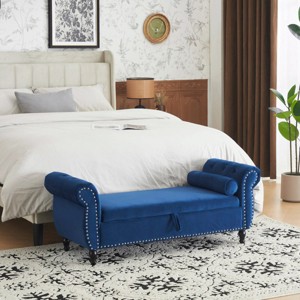 51.25'' Rectangular Ottoman Storage Bench With 1 Pillow,Upholstered Storage Benches,Benches With Storage For Bedroom-Cuddlewood - 1 of 4