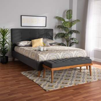 Baxton Studio Valencia Mid-Century Modern Fabric Upholstered Bedroom Set