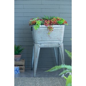 Soscooter 20.5x20.5x21" Large Perryman Galvanized Tub On Stand, for Plant Pot/Planter/ Metal Ice Buckets - 1 of 4