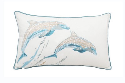 RightSide Designs Sea Glass Dolphin Indoor/Outdoor Throw Pillow