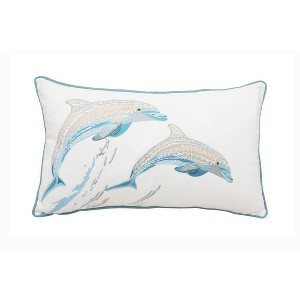 RightSide Designs Sea Glass Dolphin Indoor/Outdoor Throw Pillow - 1 of 4