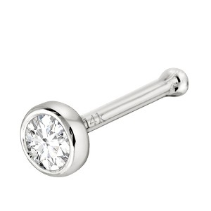Jewelry Avalanche 22G 14K Gold Bezel-set Moissanite Ball-end Nose Stud - 1 of 4