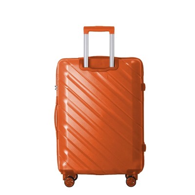 INFURNIC Bag And Luggage Sets Hard Shell Rolling Suitcase Set, 3 Piece Textured Luggage with Wheels for Business Travel, Orange, 21.65"*13.19"*31.1"