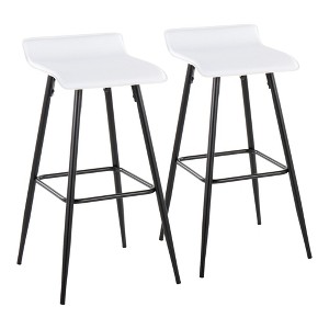 30" Contemporary Bar Stool with Faux Leather Upholstered Seat and Metal Base for Kitchen, Dining, and Home Bar, Set of 2 - 1 of 4