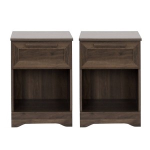 Christopher Knight Home Set of 2 Danbury Nightstands with Drawer Walnut - 1 of 4