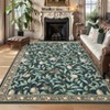 10'x13' Washable Botanical Farmhouse Living Room Bedroom Rugs, Soft Ultra Thin Floor Carpet for Nursery Dining Room Office, Blue - 2 of 4