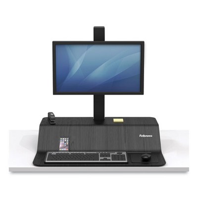 Elevate Black Ash Wood Veneer Dual-Surface Standing Desk Converter