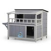 Resenkos 2-Level Wooden Cat Home With Platforms & Play Run, Waterproof Outdoor Cage For Kittens, Multi-Level Playground With Fringe Curtains & Roof, - 3 of 4