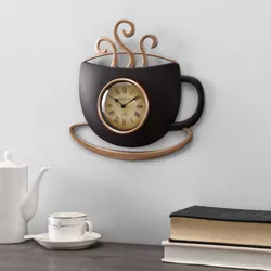 Latte Cup Wall Clock Bronze - FirsTime