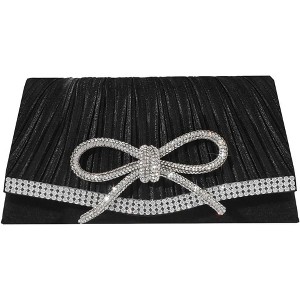 Bow Evening Bag Sparkly Clutch Purses for Women Wedding Glitter Rhinestone Party Prom Purse - 1 of 4