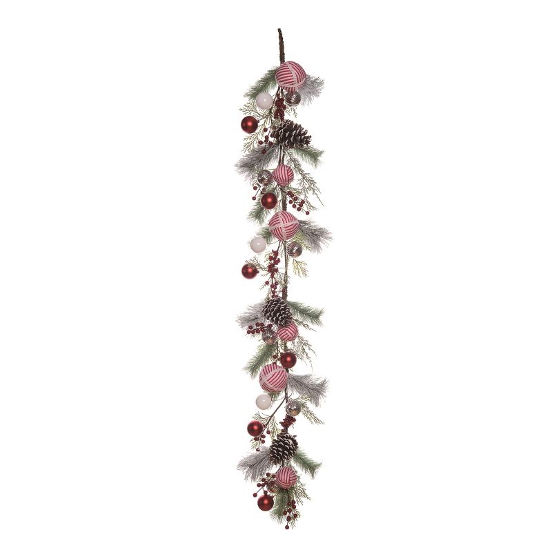 Transpac Artificial 60 in. Multicolor Christmas Peppermint Stripe Garland, 1 of 2