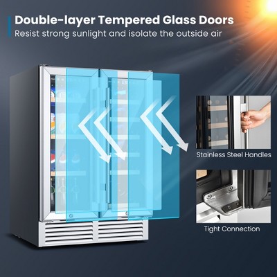 24'' Silver Dual Zone Wine and Beverage Cooler with Interior Lighting