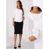 INSPIRE CHIC Women's 3/4 Puff Sleeve Elastic Cuff Round Neck Dressy Office Shirt - 2 of 4