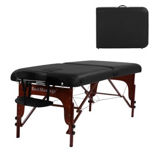 BestMassage Massage Bed Portable 2-Fold Lightweight Lash Bed for Spa Foot Massage Facial Care and Tattoo Services, Black - 1 of 4