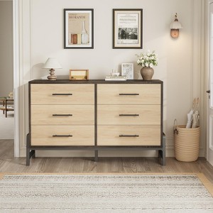 6 Dresser for Bedroom, 52" Wide Dresser Drawer with Storage Freestanding, Wooden Closet Storage Chest for Living Room, Bedroom, Entryway - 1 of 4