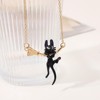 Whimsical Cat on Broom Necklace - Playful Halloween Jewelry with Black Cat Pendant - 2 of 4
