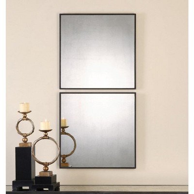 Contemporary Black Wood Rectangular Wall Mirror 24"