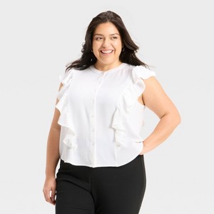 Women's Ruffle Sleeveless Blouse - A New Day™ - 1 of 3