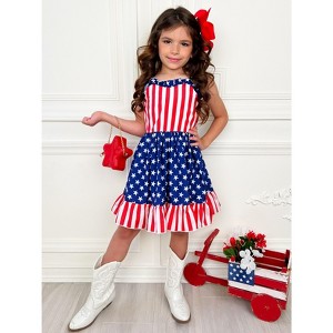 Stars & Stripes Sweetheart Twirl Dress Mia Belle Girls - 1 of 4