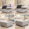 NicBex 32" Square Storage Ottoman Bench,PU Leather/Linen Footstool with 2 Doors,Foot Rest with Nailhead Inlay,Storage Bench for Bedroom,Living Room - 4 of 4