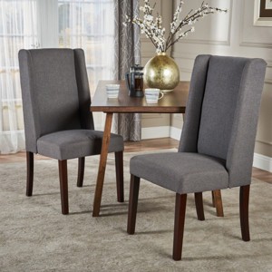 Coolbibila Modern Fabric Upholstered Wingback Dining Chairs Set Of 2,Wooden Leg High Back Padded Dining Chair,Kitchen Dining Room Side Chair - 1 of 4