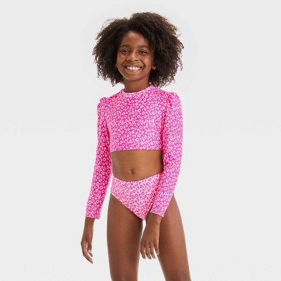 Girls Leopard Spot Printed Rash Guard Set Cat Jack Pink Target