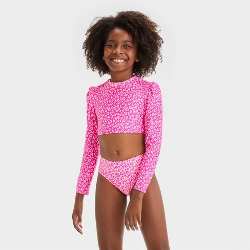 Girls' Leopard Spot Printed Rash Guard Set - Cat & Jack™ Pink XXL