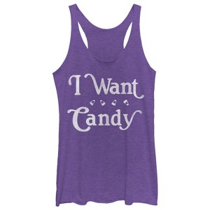 Women's CHIN UP Halloween Want Candy Racerback Tank Top - 1 of 3